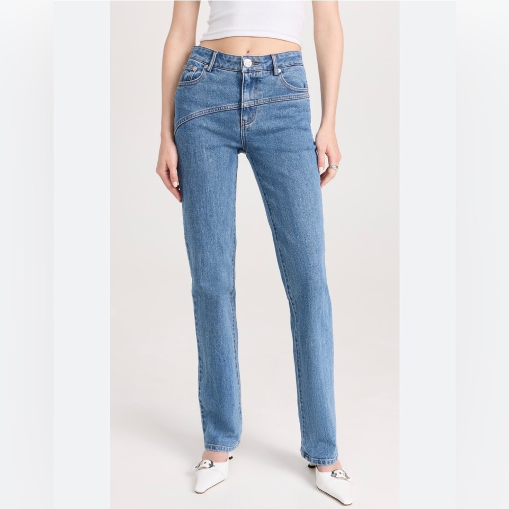 Staud High Rise Straight Leg Jeans Women Size 0 Medium Wash Festival Y2K 90s